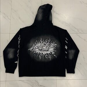 Hellstar Records Classic Logo Black / White Pullover Hoodie Mens Large